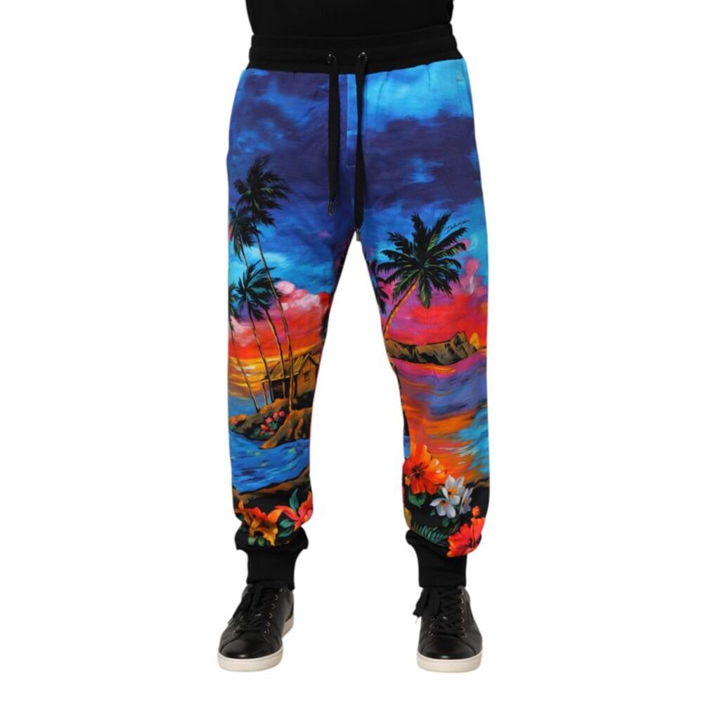 Dolce & Gabbana Blue Hawaiian Print Jogger SweatMen's Men's Pants